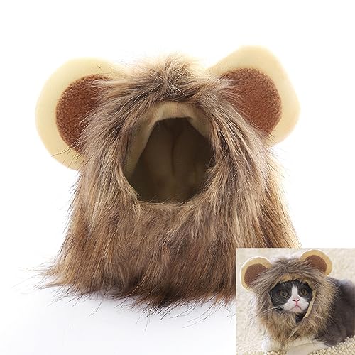 Pet Costume,Lion Mane Wig for Cat Puppy Dog Costume Pet Adjustable Washable Comfortable Fancy Lion Hair Cat Clothes Dress for Halloween Christmas Easter Festival Party Activity