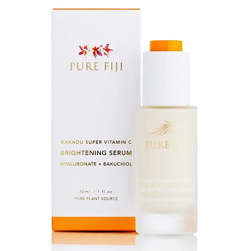 Pure Fiji Vitamin C Face Serum Brightening with Bakuchiol, Skin Brightening Serum - Anti Aging, Reduce Wrinkles & Dark Spots, All Natural Ingredients