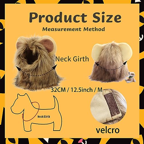 Pet Costume,Lion Mane Wig for Cat Puppy Dog Costume Pet Adjustable Washable Comfortable Fancy Lion Hair Cat Clothes Dress for Halloween Christmas Easter Festival Party Activity