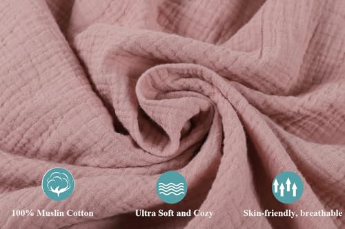 Muslin Pack and Play Sheets Fitted Compatible with Graco Pack n Play Playard Crib and Other 27 x 39 Inch 24 x 38 Playpen/Mini Crib Mattress Soft 100% Cotton Beige & Blush