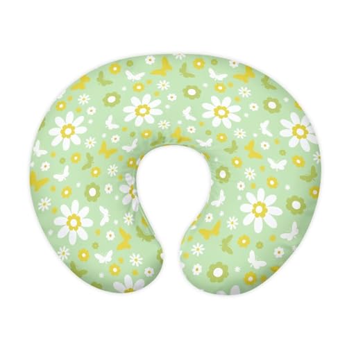 Eheartsgir Butterfly Daisy Flower Breast Feeding Pillow Covers Soft Skin-Friendly Nursing Pillow Support Cover with Hidden Zipper for Boys Girls Baby Gift