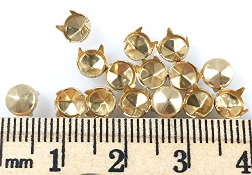 NAILHEADS - SPOTS - STUDS: SIZE 20/107 Round with Six Facets Gold Finish
