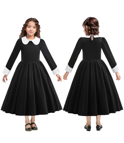 VORLITS Black Halloween Costumes Dress Girls Long Sleeve Costume Cosplay Halloween Christmas Party