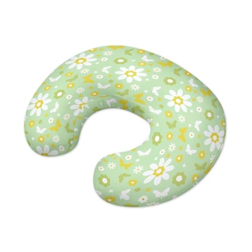 Eheartsgir Butterfly Daisy Flower Breast Feeding Pillow Covers Soft Skin-Friendly Nursing Pillow Support Cover with Hidden Zipper for Boys Girls Baby Gift