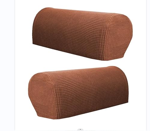 Yogsey Stretch Couch Arm Covers, Breathable Armrest Covers for Sofas and Chairs, Scratch-Resistant, Protect and Decorate Your Sofa (Coffee)
