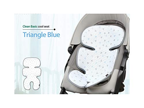 Manito Clean Basic 3D Mesh Seat Pad/Cushion/Liner for Stroller and Car Seat (Triangle Blue)