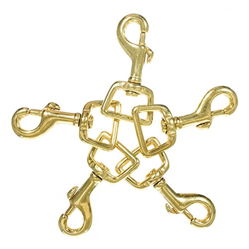 Craft County Brass Trigger Clip Swivel Snap Hooks – Packs of 2 – for Leathercrafts, Dog Leads, and Purses (3/4 Inch (Square))