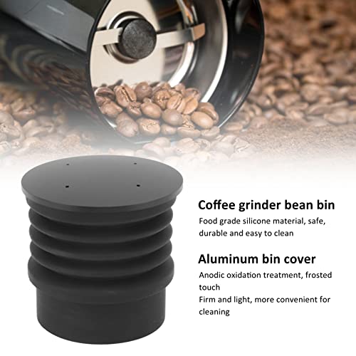 Grinder Blowing Bean Bin, Silicone Coffee Grinder Blowing Tool with Aluminum Cover Coffee Grinder Press Bean for Coffee Grinder Accessories