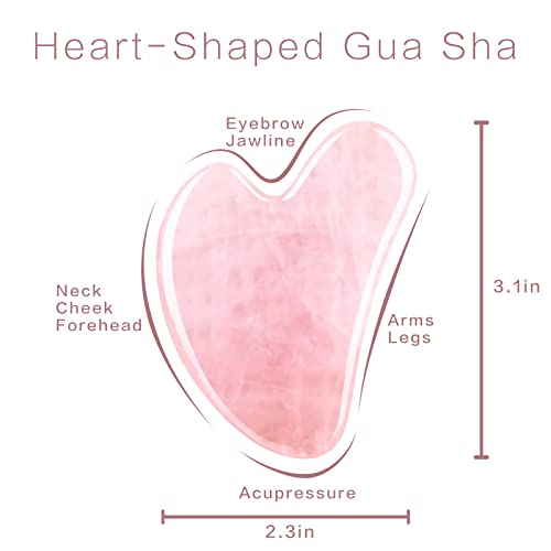 Contrybox Gua Sha Facial Tools, Rose Quartz Guasha Tool for Face & Eye, Puffiness Reducing & Jawline Sculpting Face Stone Gua Sha Tools for Skin Care Woman GuaSha Stone Tool, Pink