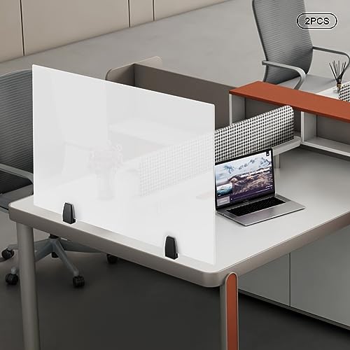LOHISHILO 2Pcs Desk Divider Modern Stand Up Clamp-On Acoustic Desktop Mounted Panel 30 x 18 in, for Classrooms, Libraries, Business Counters, Merchant Booths, Offices, Restaurants