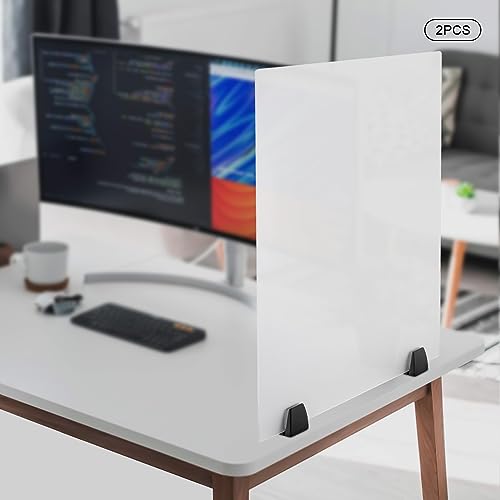 LOHISHILO 2Pcs Desk Divider Modern Stand Up Clamp-On Acoustic Desktop Mounted Panel 30 x 18 in, for Classrooms, Libraries, Business Counters, Merchant Booths, Offices, Restaurants