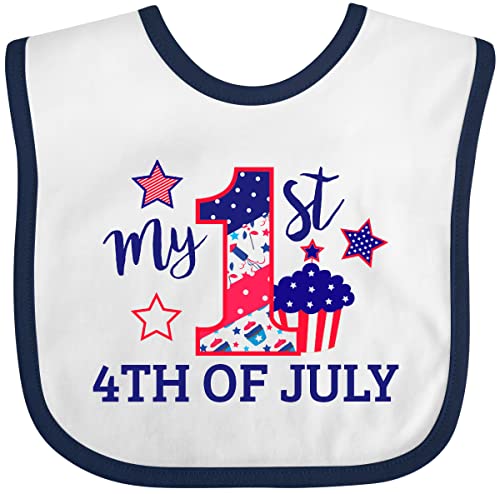 inktastic My 1st 4th Of July with Stars and Cupcake Baby Bib White and Navy 29cc9