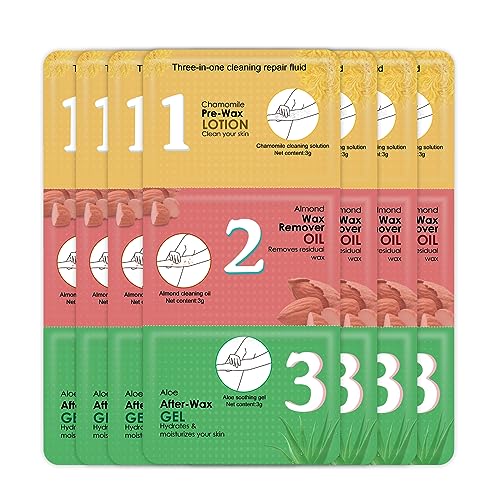 Pre and Post Waxing Essentials - Chamomile Cleanser, Almond Oil Remover, Cooling Aloe Vera Gel