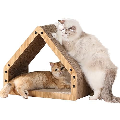 FUKUMARU Cat Scratcher House, Cozy Cardboard Design, Safe and Secure for Kittens, Eco-Friendly