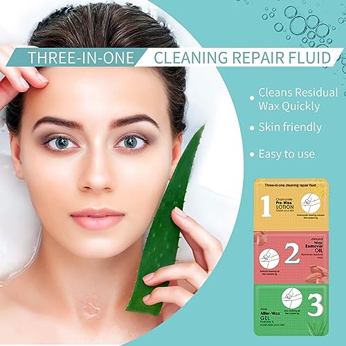 Pre and Post Waxing Essentials - Chamomile Cleanser, Almond Oil Remover, Cooling Aloe Vera Gel