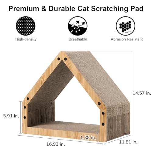 FUKUMARU Cat Scratcher House, Cozy Cardboard Design, Safe and Secure for Kittens, Eco-Friendly