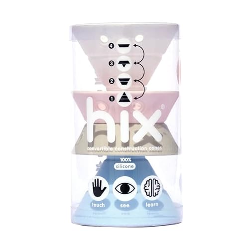 Fat Brain Toys Hix by MOLUK - Pastels - Foldable Silicone Stacking Cones, Ages 2+