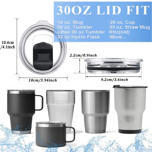 2Pcs 30oz Yeti Tumbler Lids, Replacement Yeti Tumbler Lids with Magnetic Slider Switch, for 30 oz Tumbler