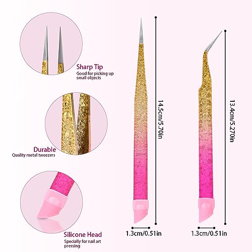 Double Ended Nail Art TweezersCurved