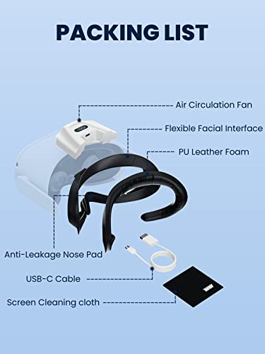 NVNV VR Fan for Oculus Quest 2,Anti-fogging Accelerated Air Flow Cooling Fan with Facial Interface,Sweat-Proof Face Cover,VR Accessories for Quest 2,for Fitness,Workout & Intense VR Games,White