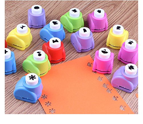 Fascola Mini Paper Craft Punch Card Scrapbooking Engraving Kid Cut DIY Handmade Hole Puncher for Festival Papers and Greeting Card Set of 40 with Random Colors (Set of 40)